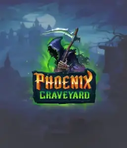 ELK Studios' Phoenix Graveyard game screen, showcasing the mystical graveyard and the legendary phoenix rising from the ashes. The visual highlights the slot's unique expanding reel feature, coupled with its gorgeous symbols and gothic theme. It vividly depicts the game's mythological story of resurrection, making it enticing for those drawn to mythology.