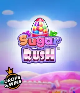 Experience the colorful world of Sugar Rush by Pragmatic Play, featuring a colorful candy dispenser against a fantastic background of candyland. This image captures the playfulness of the slot, highlighted with bright candies and engaging typography. Ideal for those with a sweet tooth, offering endless entertainment. 